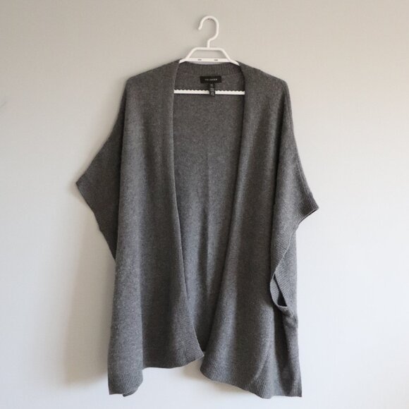 Halogen Womens Grey One Size Ruana 100% Cashmere Open Front Kimono Knit Cardigan - Picture 2 of 11